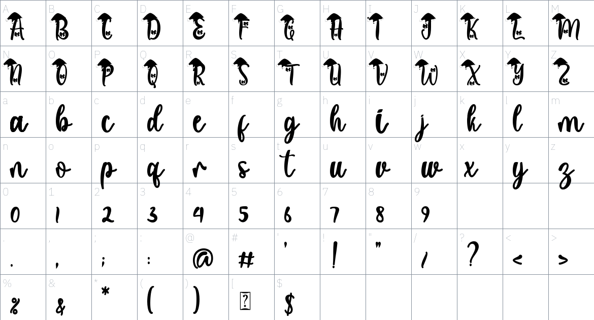 Christmas Laurent font Character Map