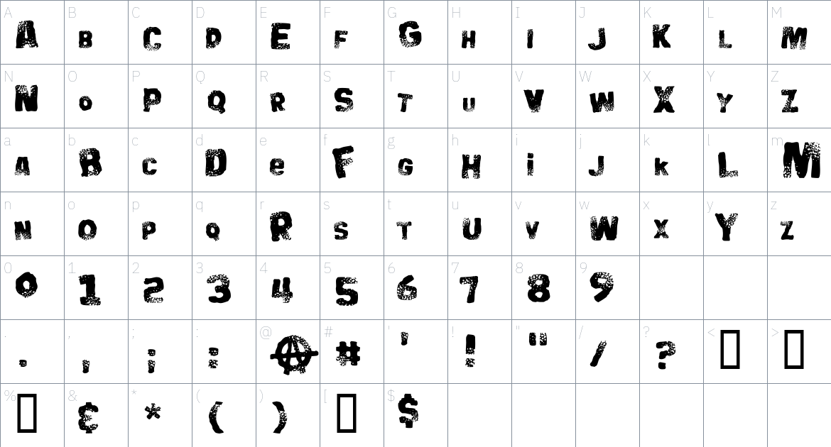 Big Bloke BB font Character Map