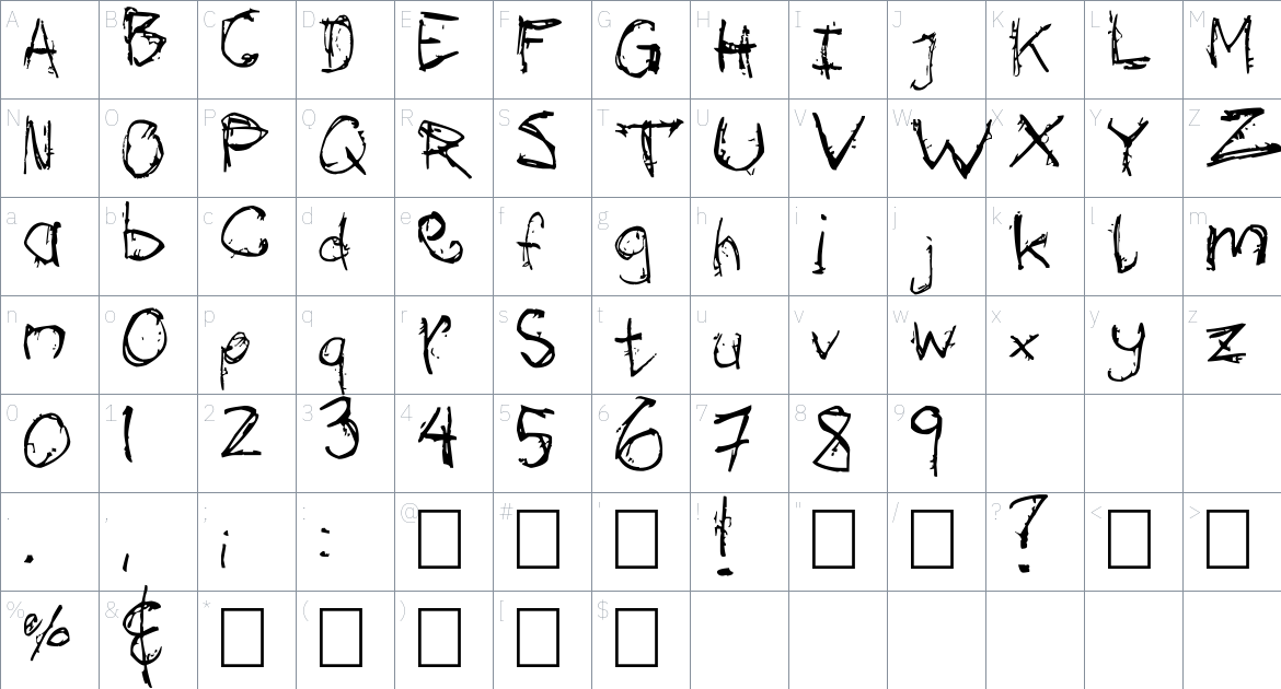 Mozugushi Font font Character Map