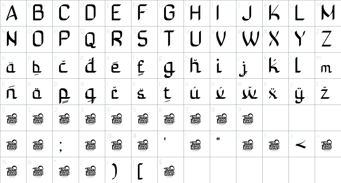 Rowit font Character Map