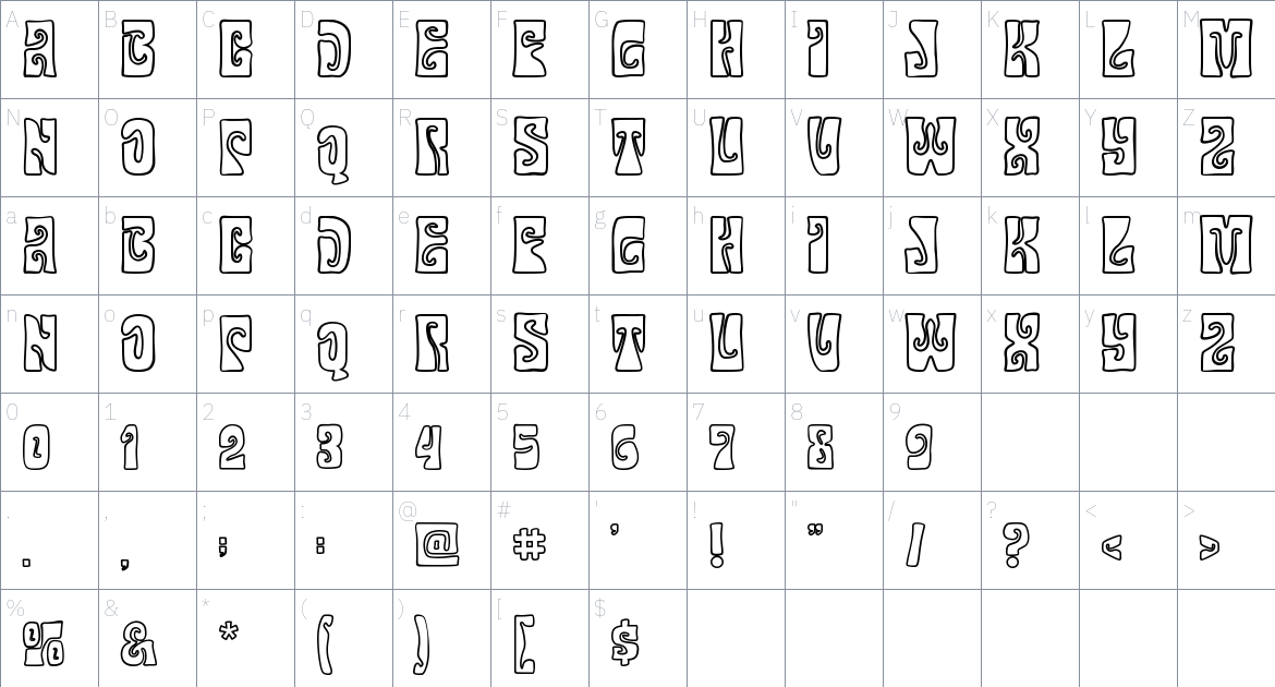 Gruvilicious Font font Character Map