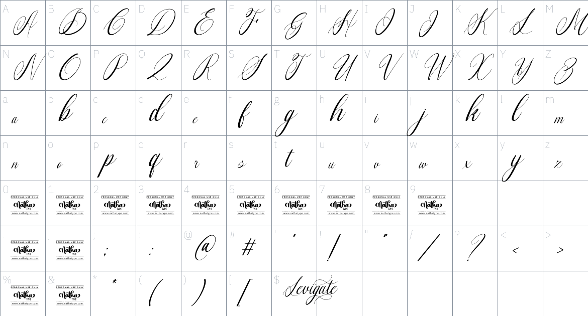 Levigate font Character Map