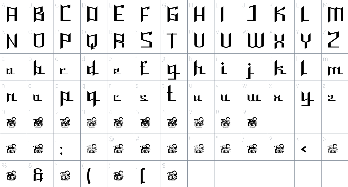 Buwah font Character Map