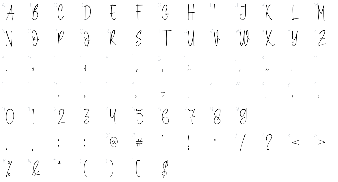 Heytta font Character Map