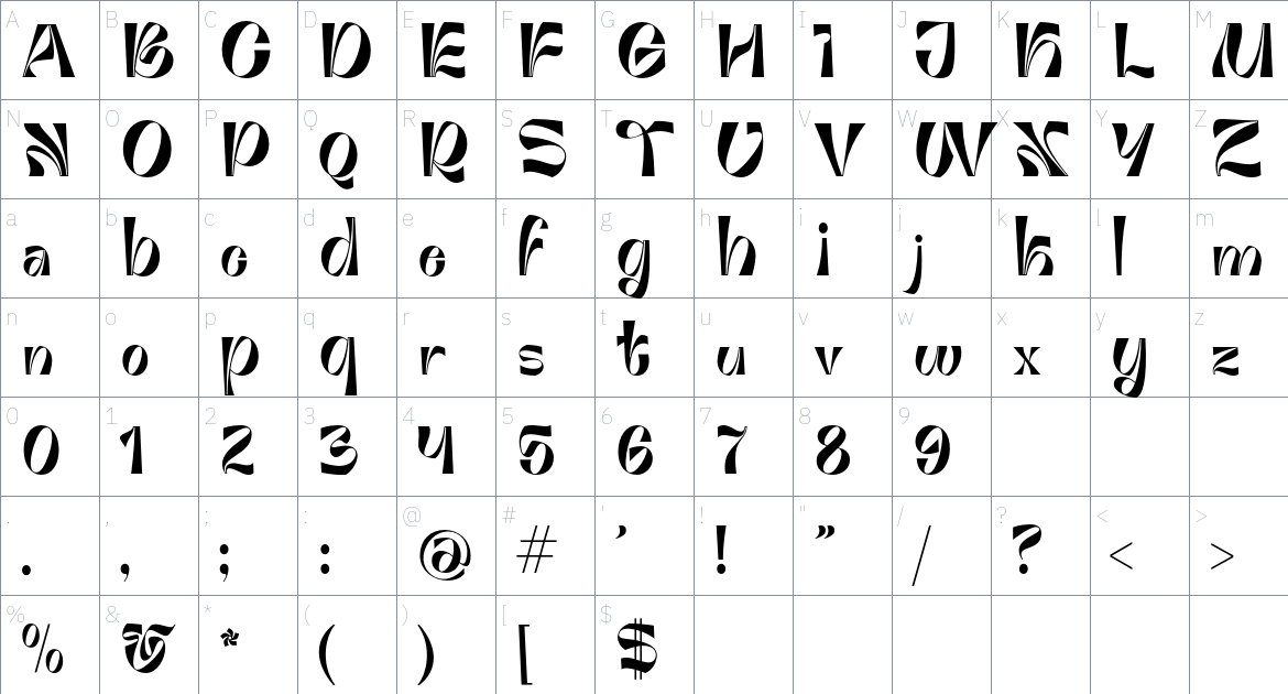 Ambidexter Font font Character Map