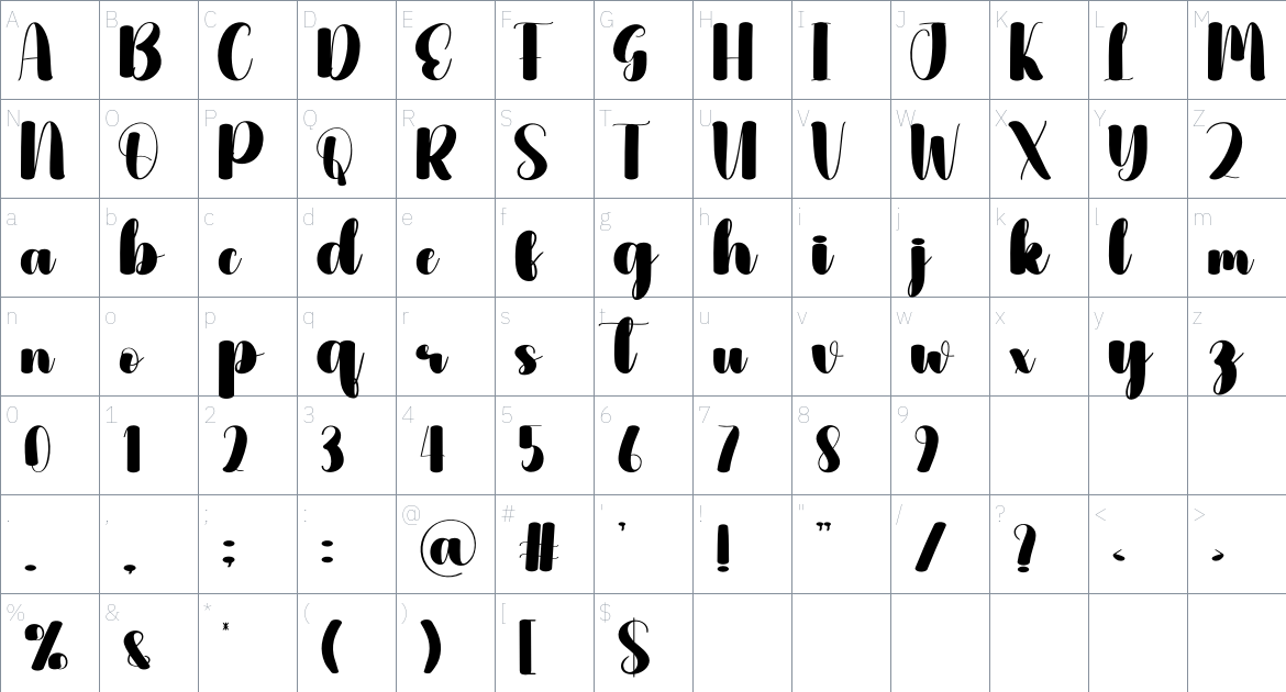 Interval font Character Map