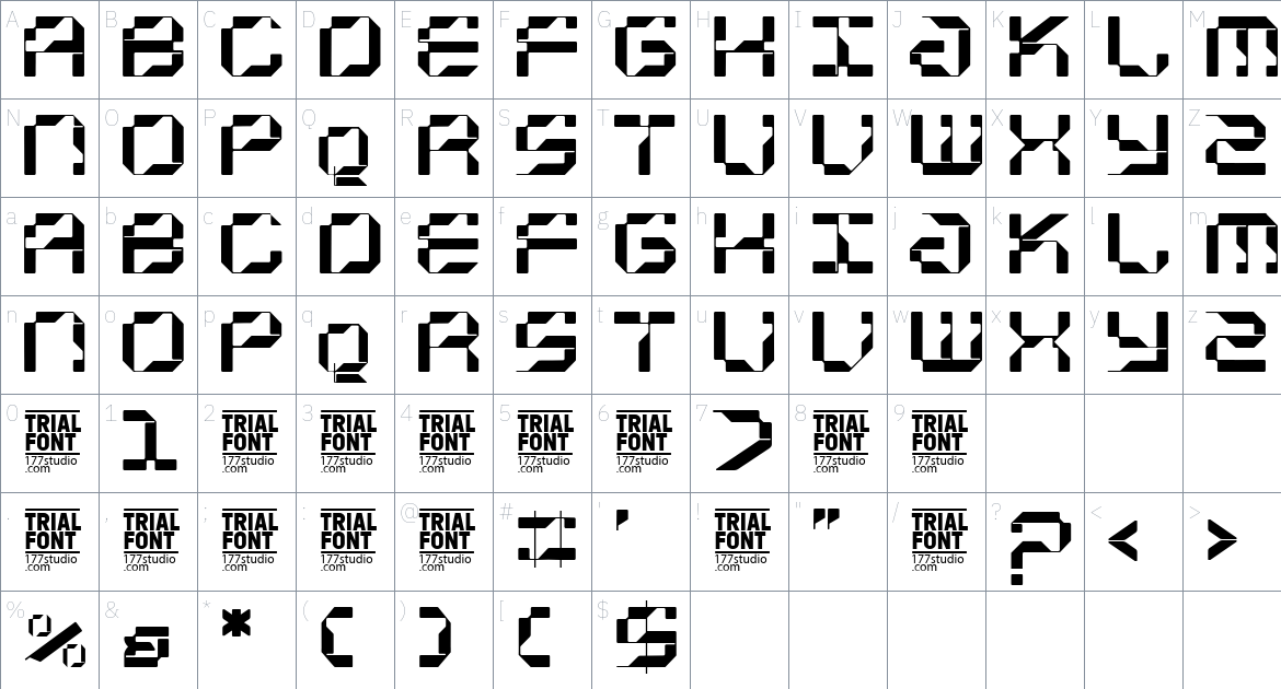 Acoprot Display font Character Map