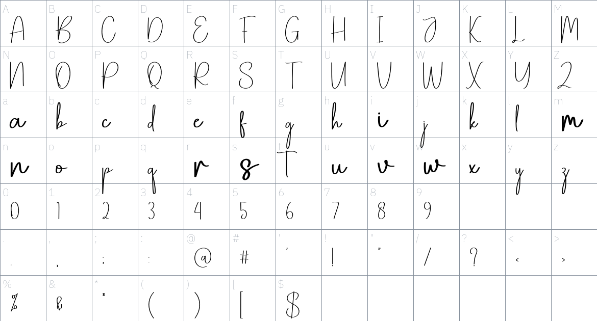 Midjourney font Character Map