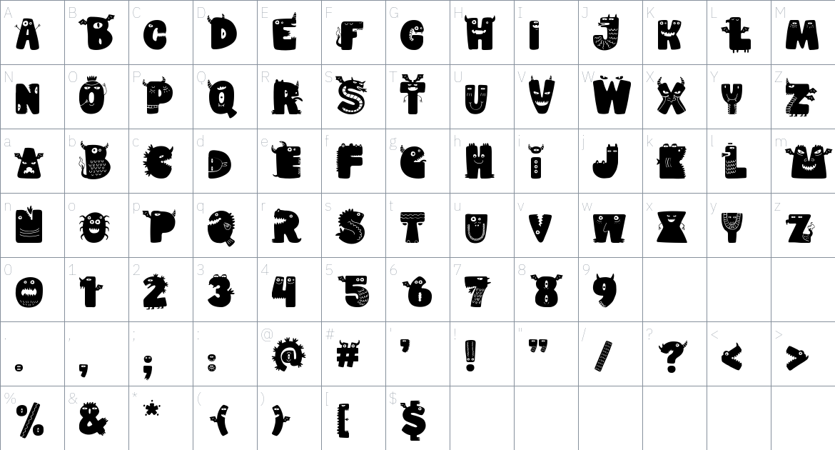 Munsteria Font font Character Map