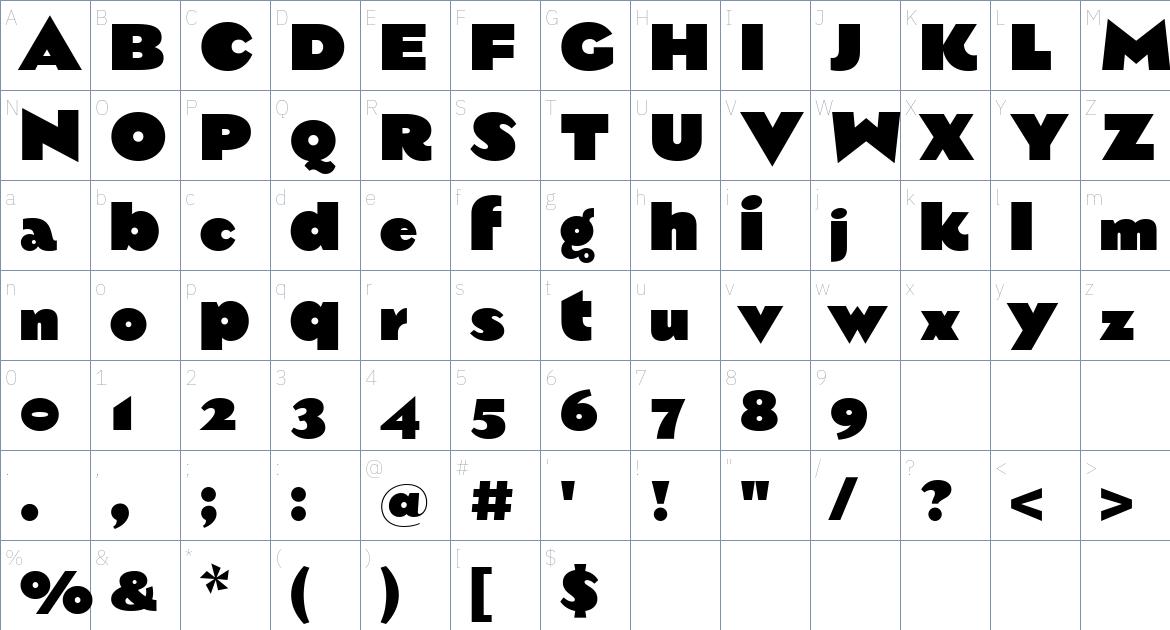 Magiel Font font Character Map