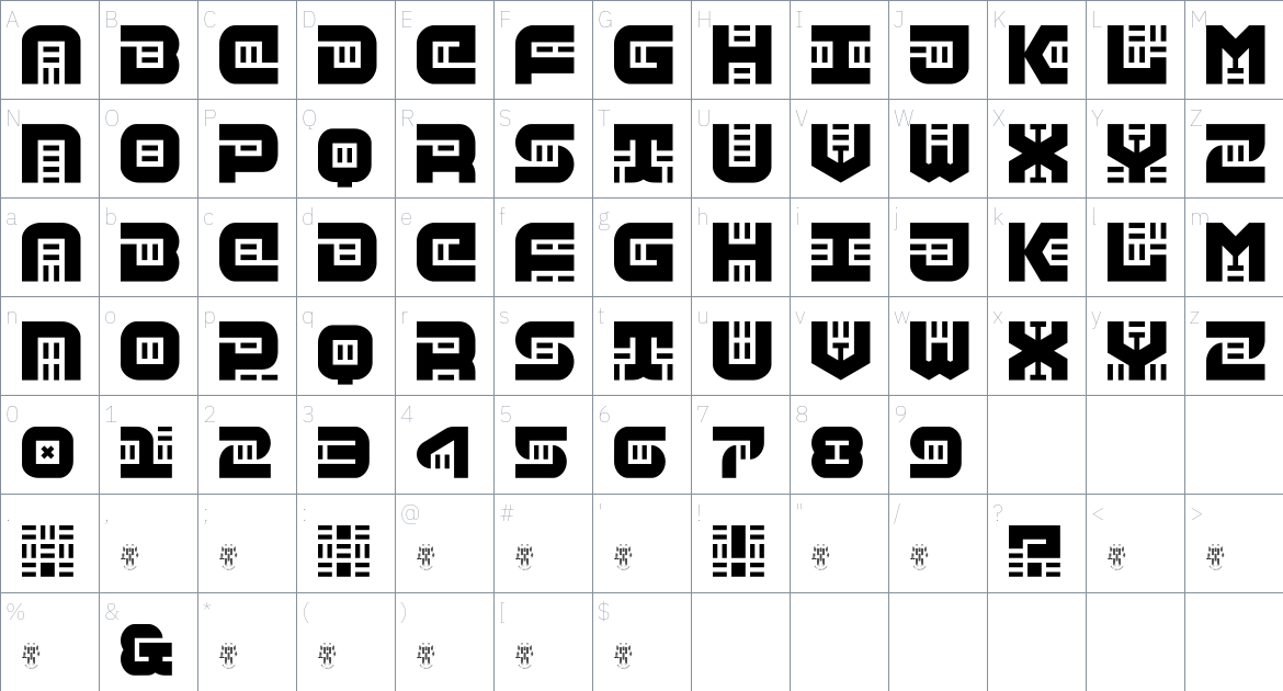 Kwark Font font Character Map