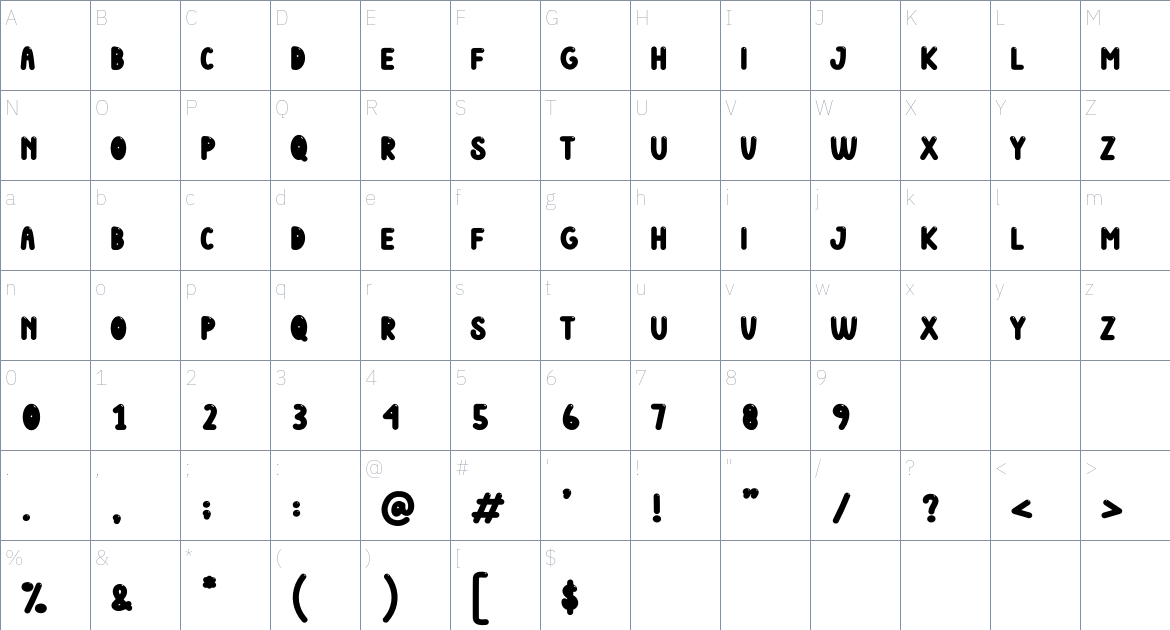 Bravo font Character Map