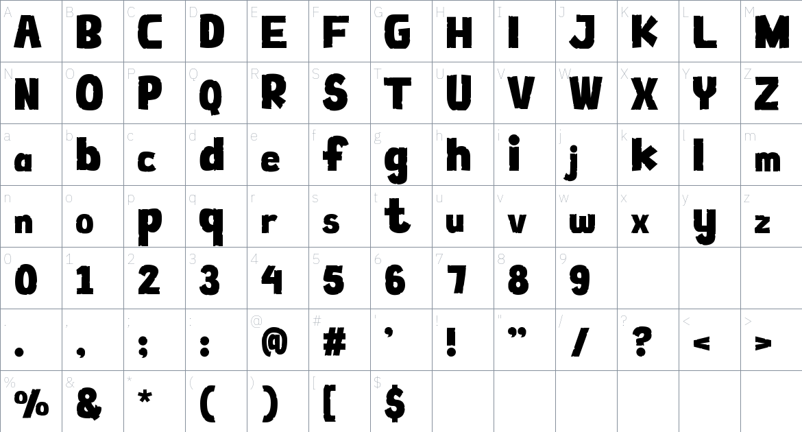 Forejump font Character Map