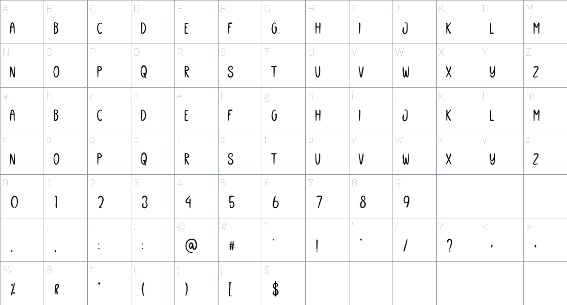 Christmas Market font Character Map