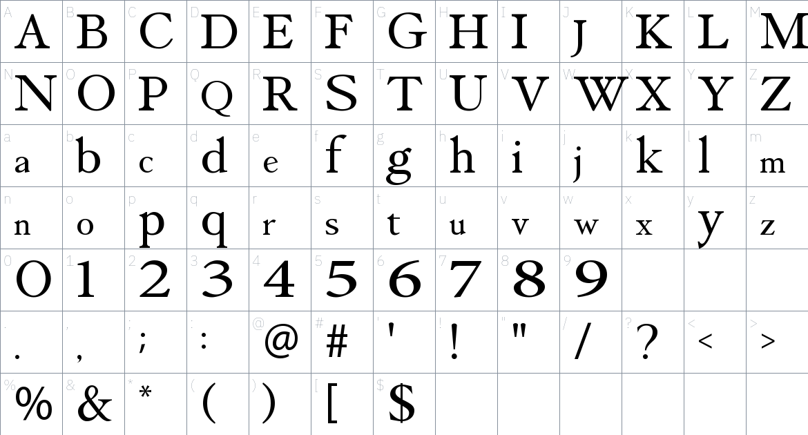 Fistalle font Character Map