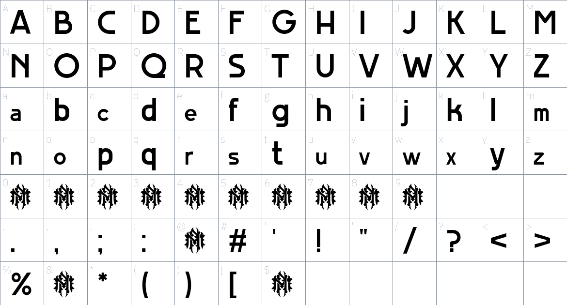 MN Grissee Personal Use font Character Map