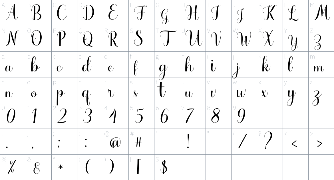 Haydena font Character Map