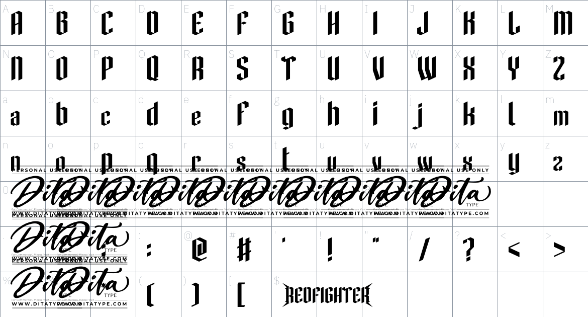 Redfighter font Character Map