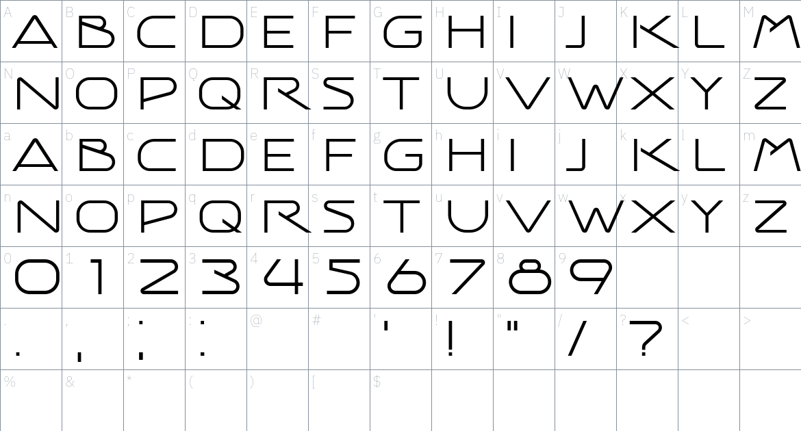 Balsam font Character Map