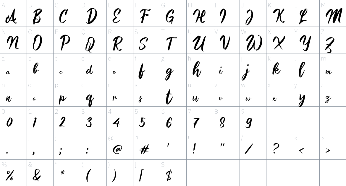 h Halmas font Character Map