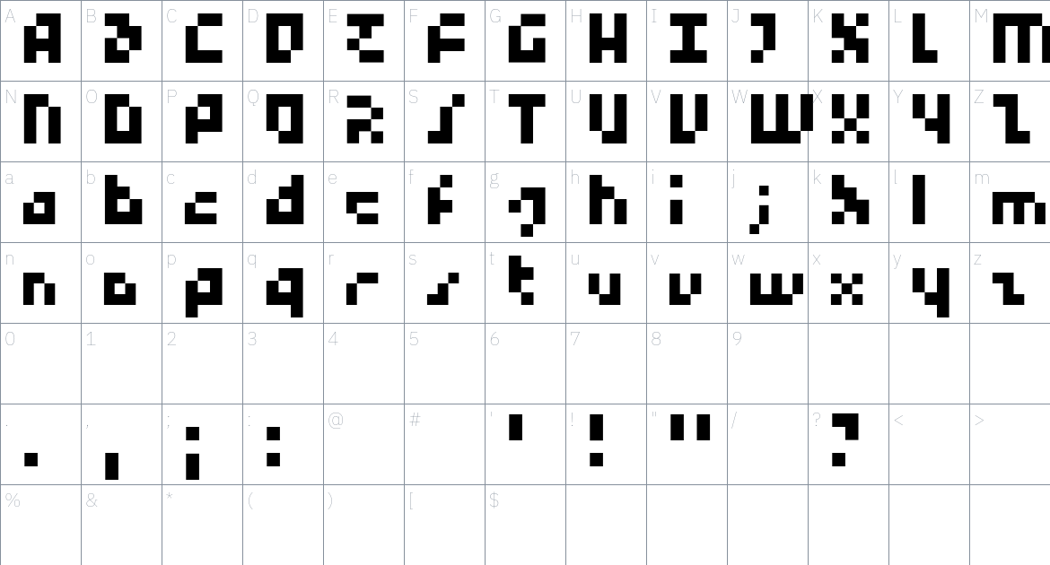 SMPL Font font Character Map