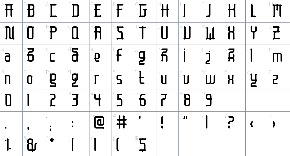 Zero Mojo Font font Character Map