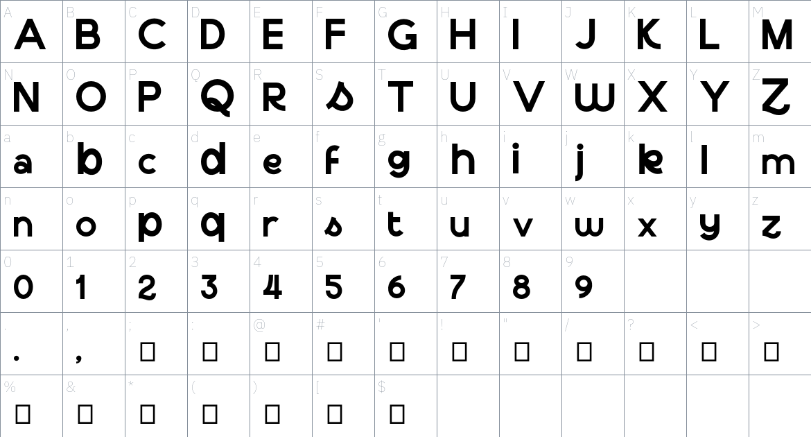 Salks font Character Map