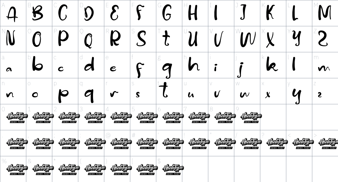 Berry Sunrise font Character Map