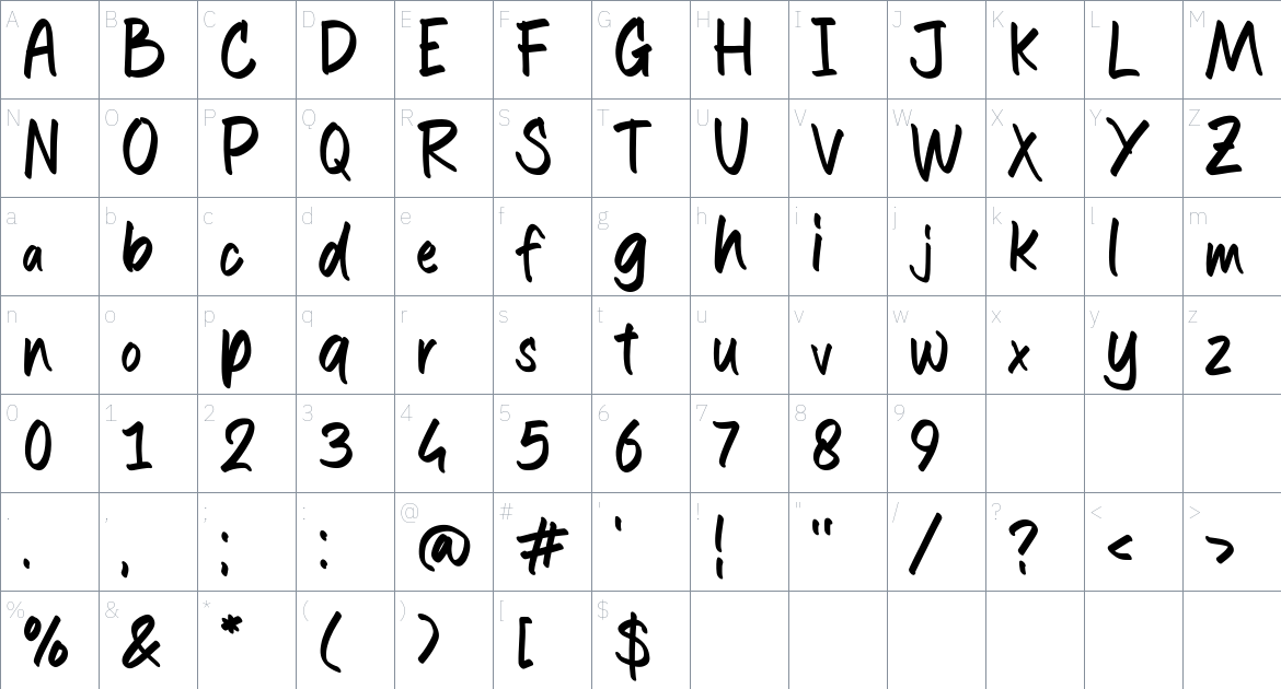 Hook Franko Font font Character Map