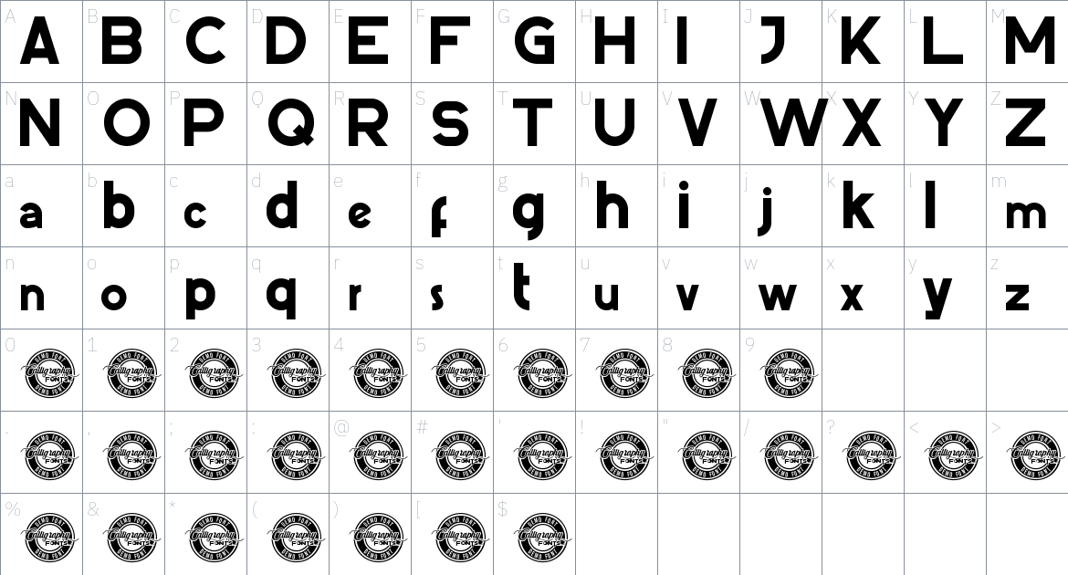 Pictorial Style font Character Map