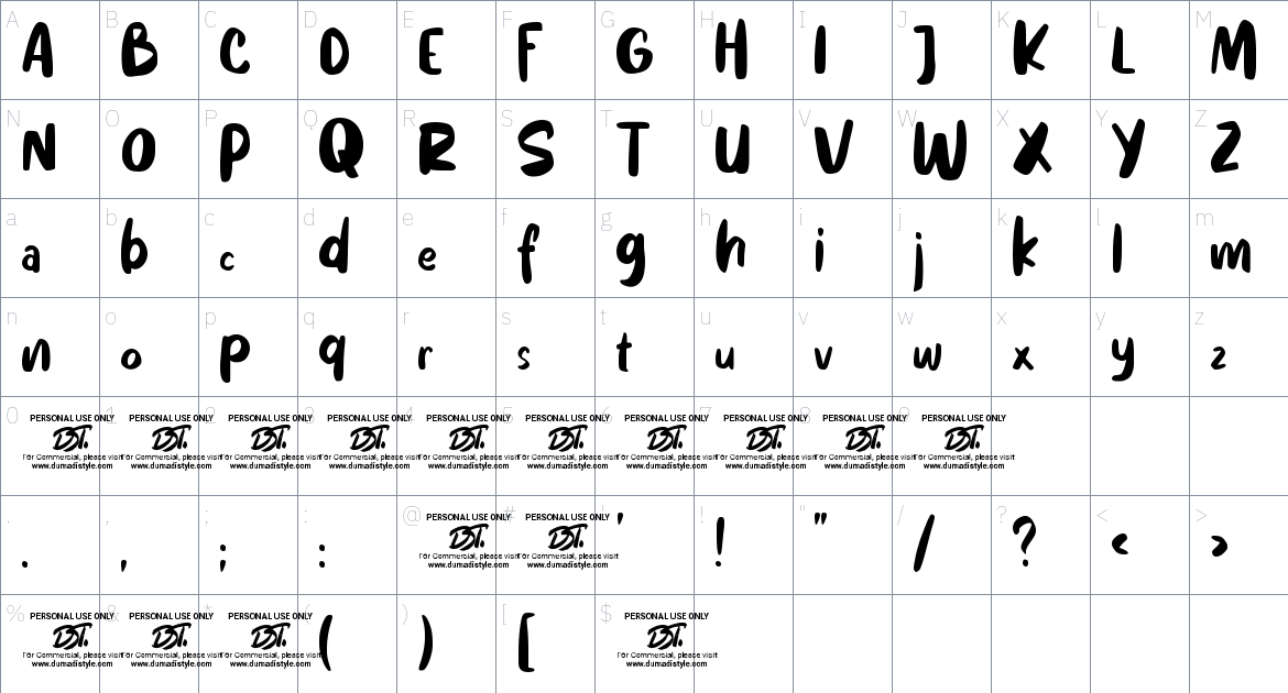 Umkm font Character Map