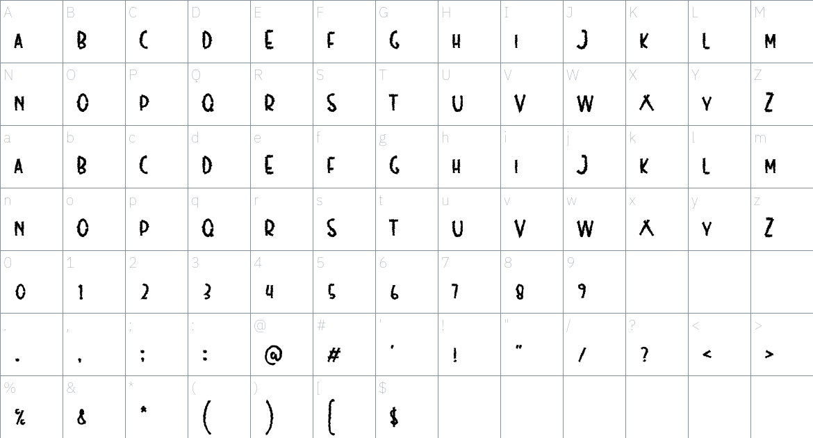 Summer Shunshine font Character Map