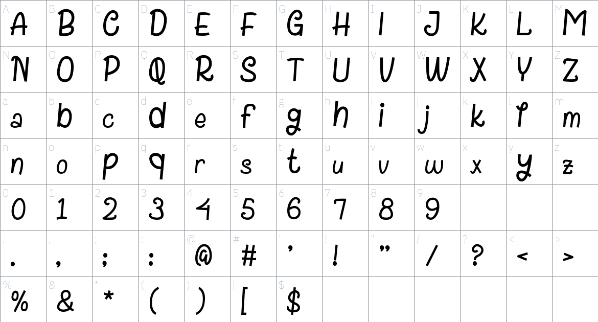 Salman font Character Map