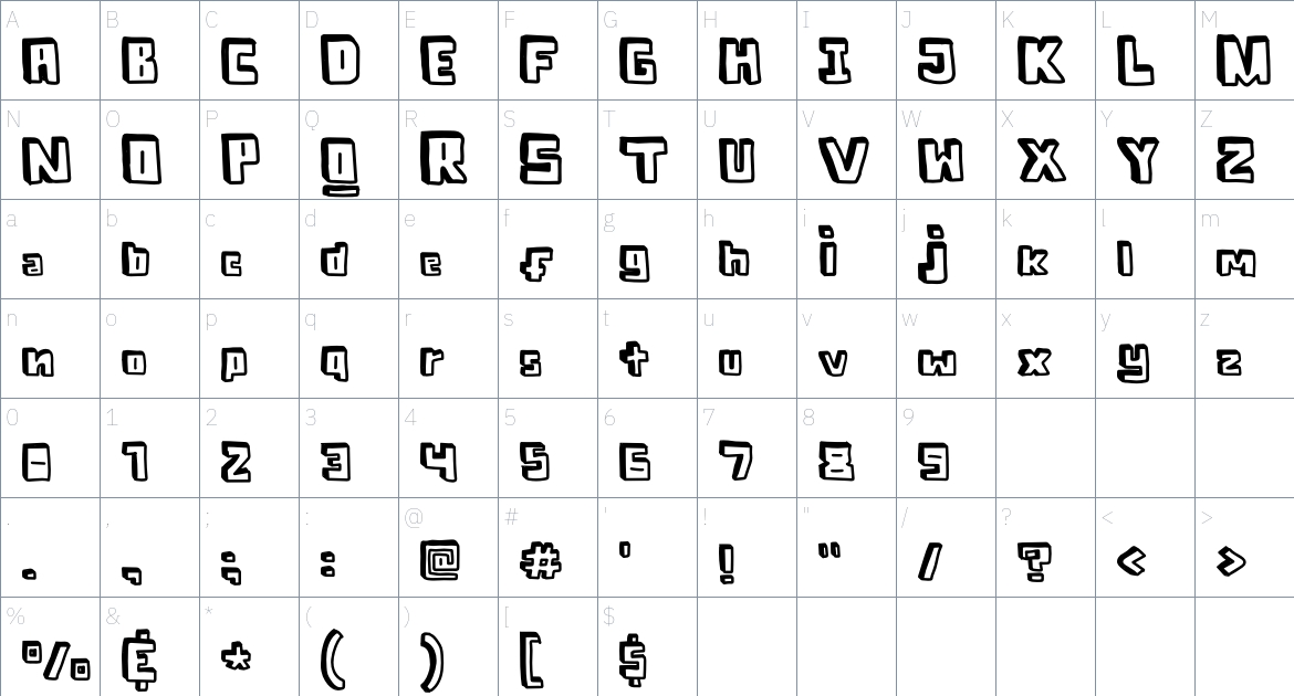 Blocky Best font Character Map