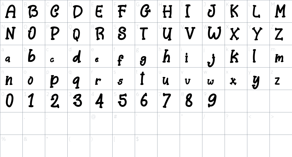 Easter Smile font Character Map