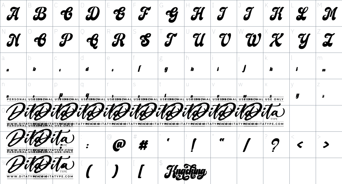 Knacking Personal Use font Character Map