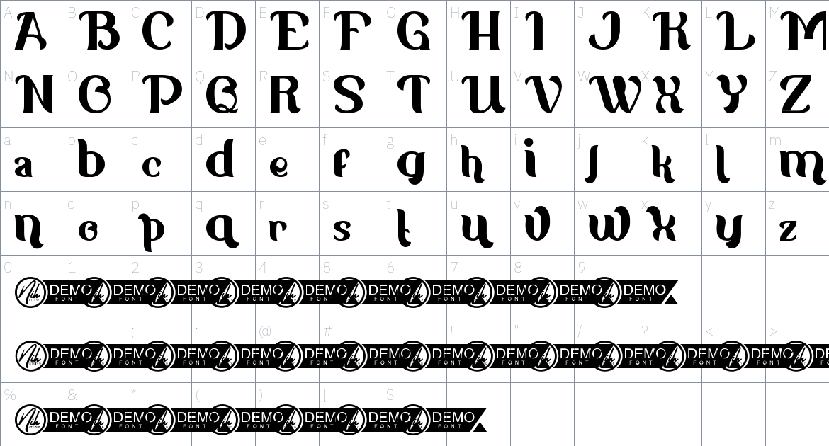 Choco Truffle font Character Map