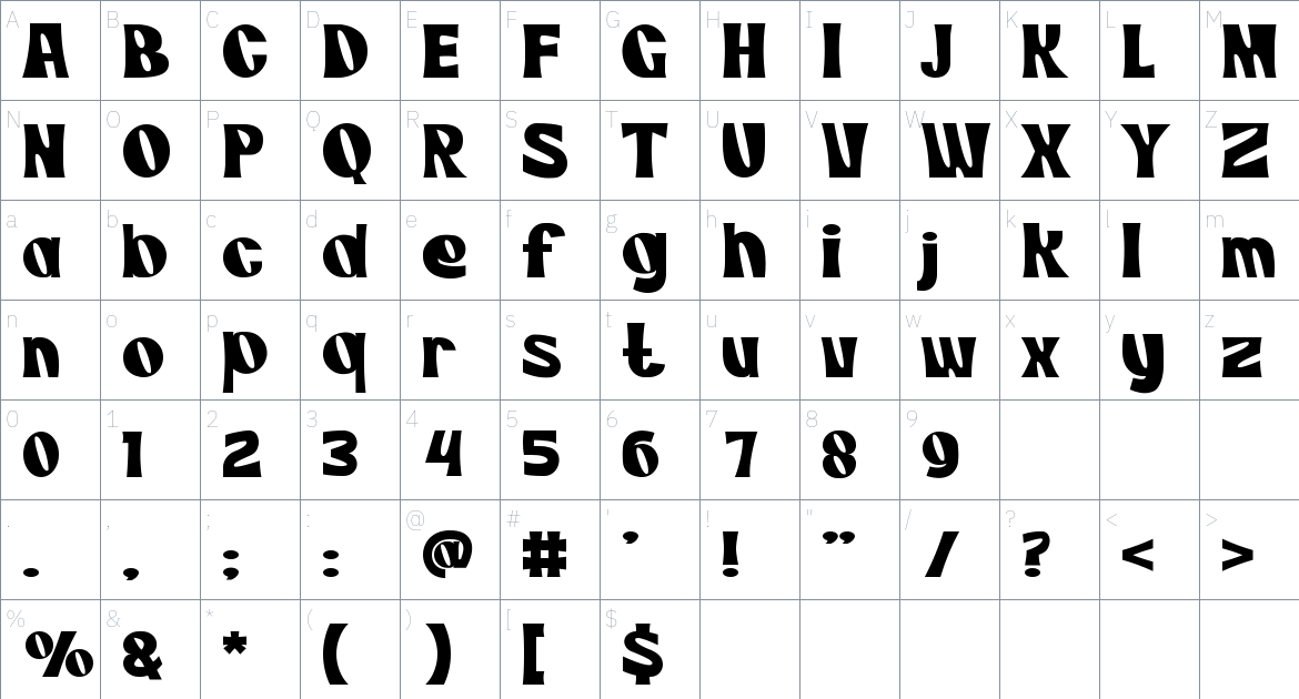 Komodo Land font Character Map