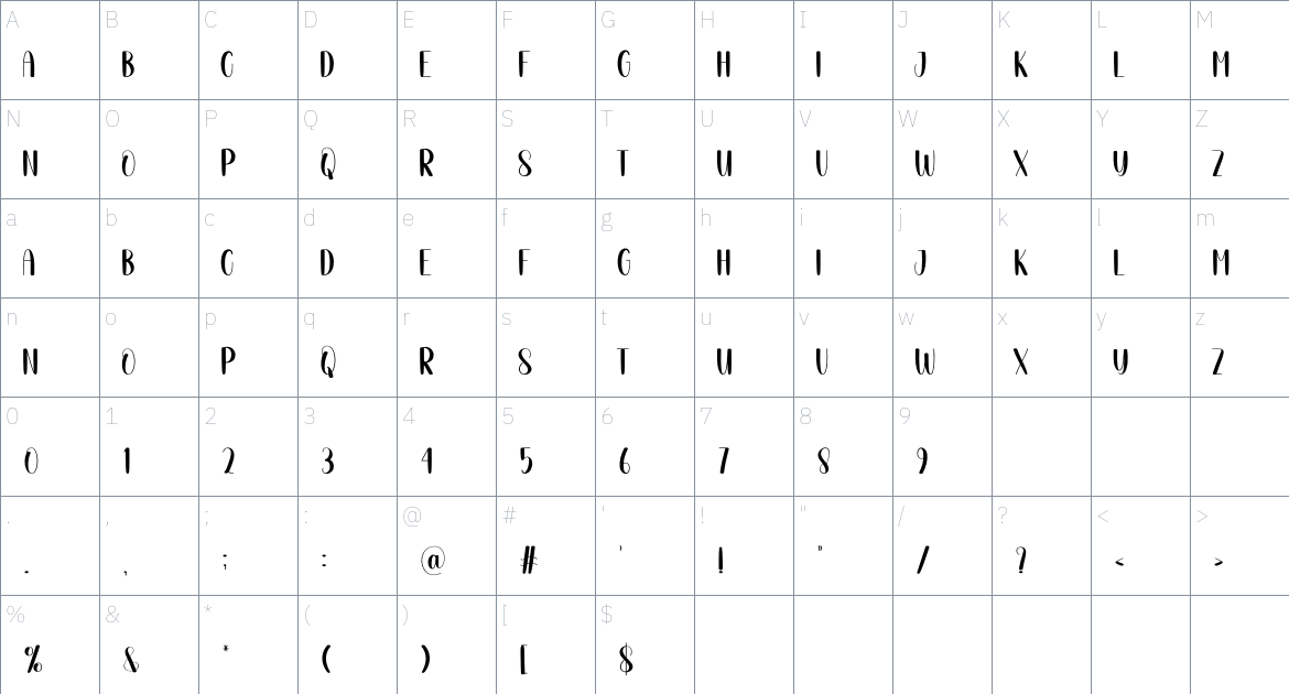 Muscle Sports font Character Map