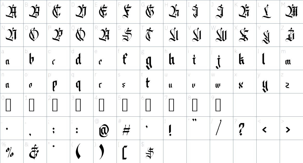 Dattons Font font Character Map