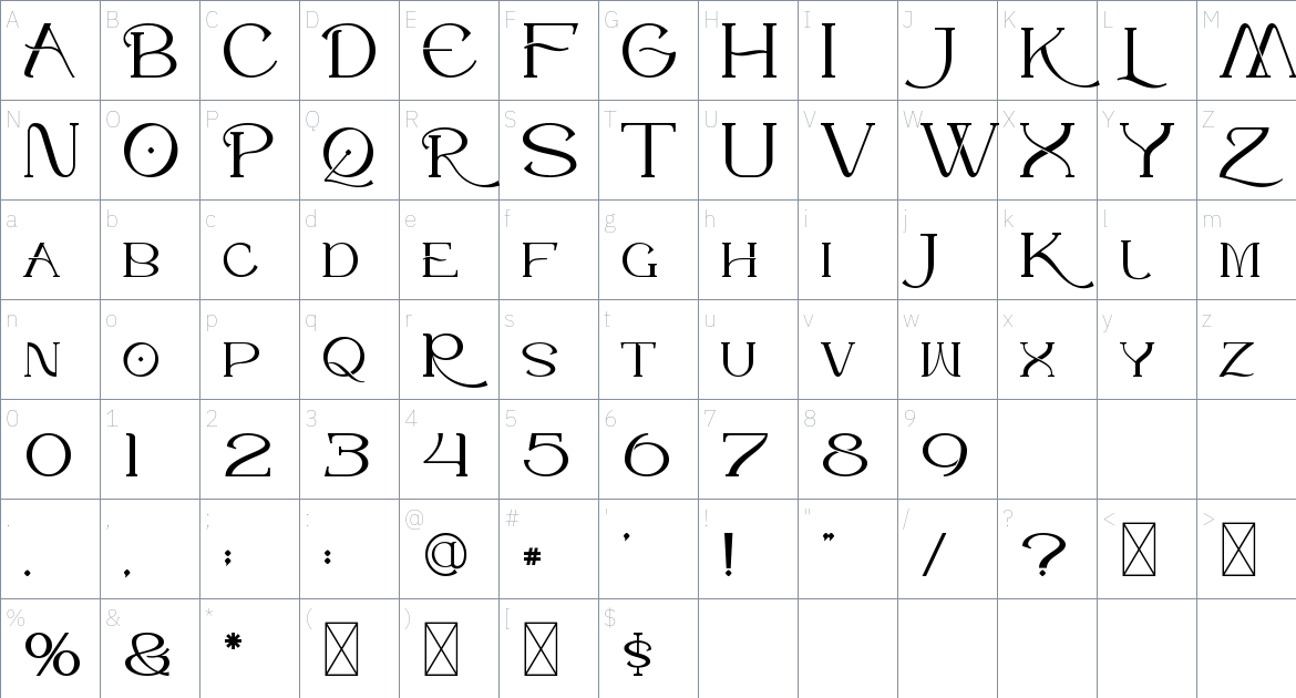 Monesa Font font Character Map