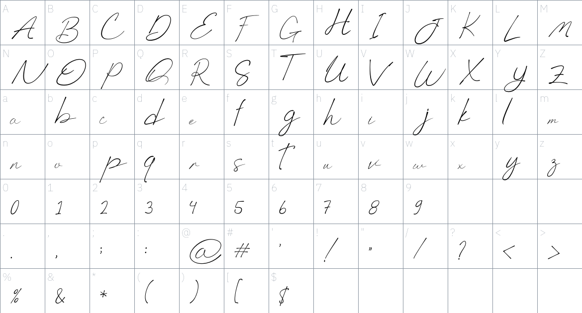 Arcanist font Character Map