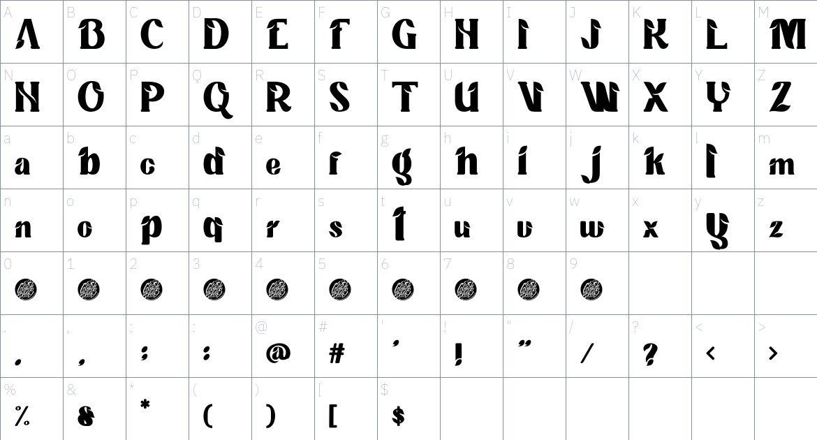 Tropical Taste font Character Map