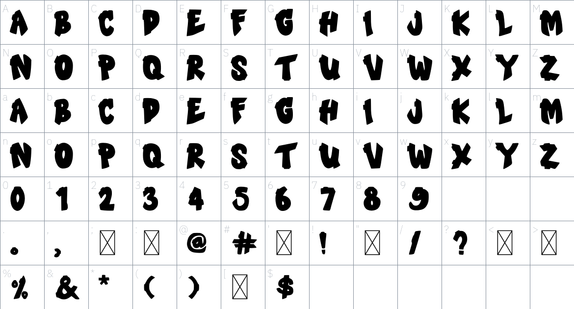 Marzone font Character Map