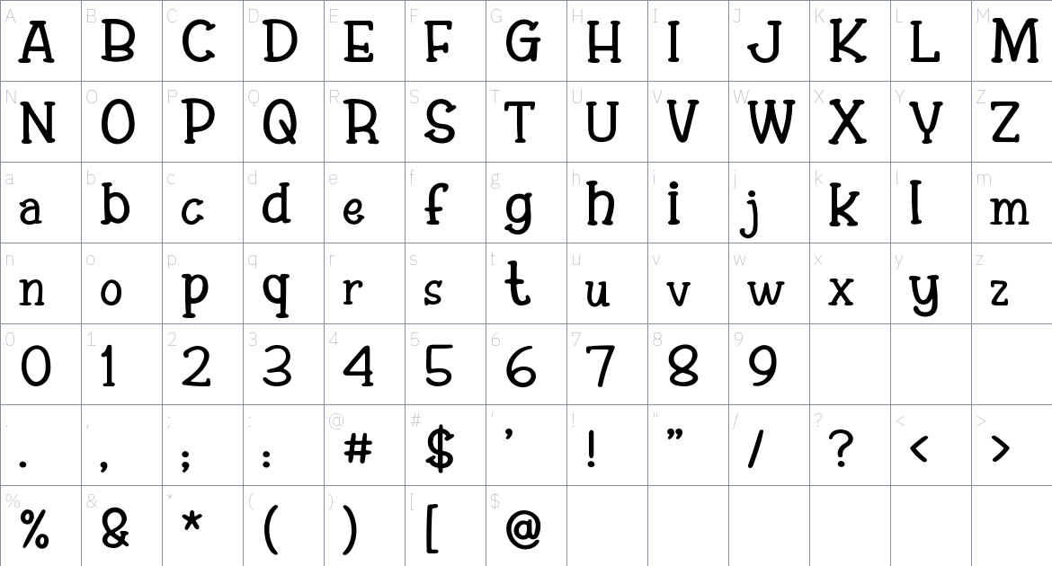 Superkids Font font Character Map