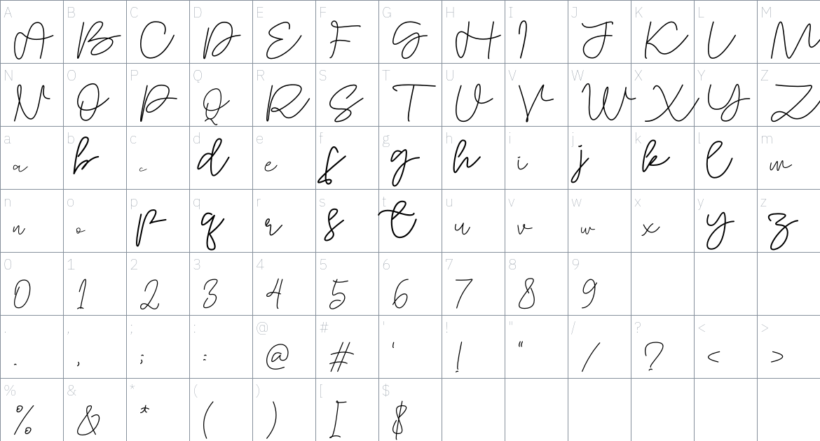 Smolly Line font Character Map