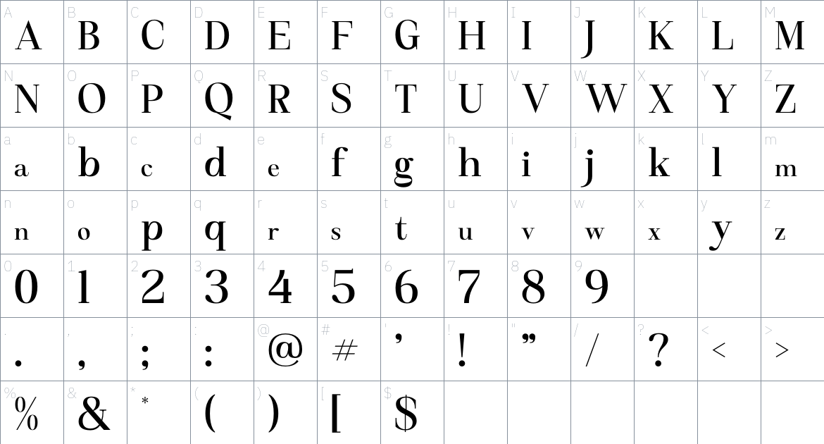 Miraden Florale font Character Map