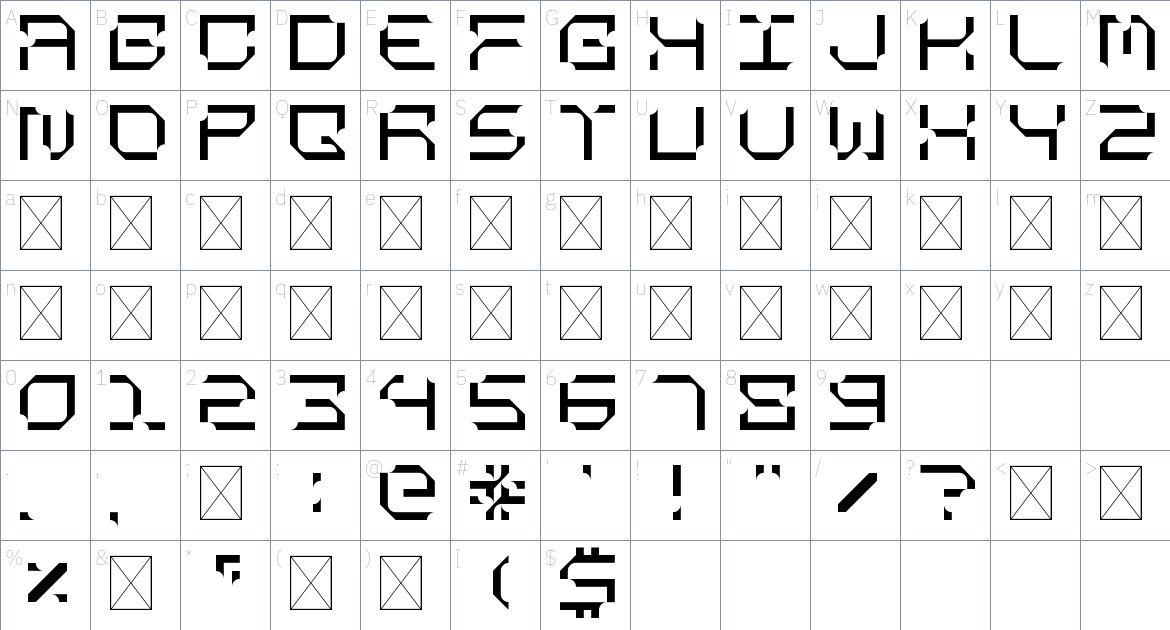 Shreder Font font Character Map