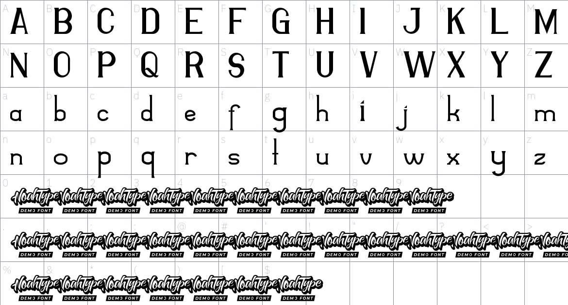 Monster Mosha font Character Map