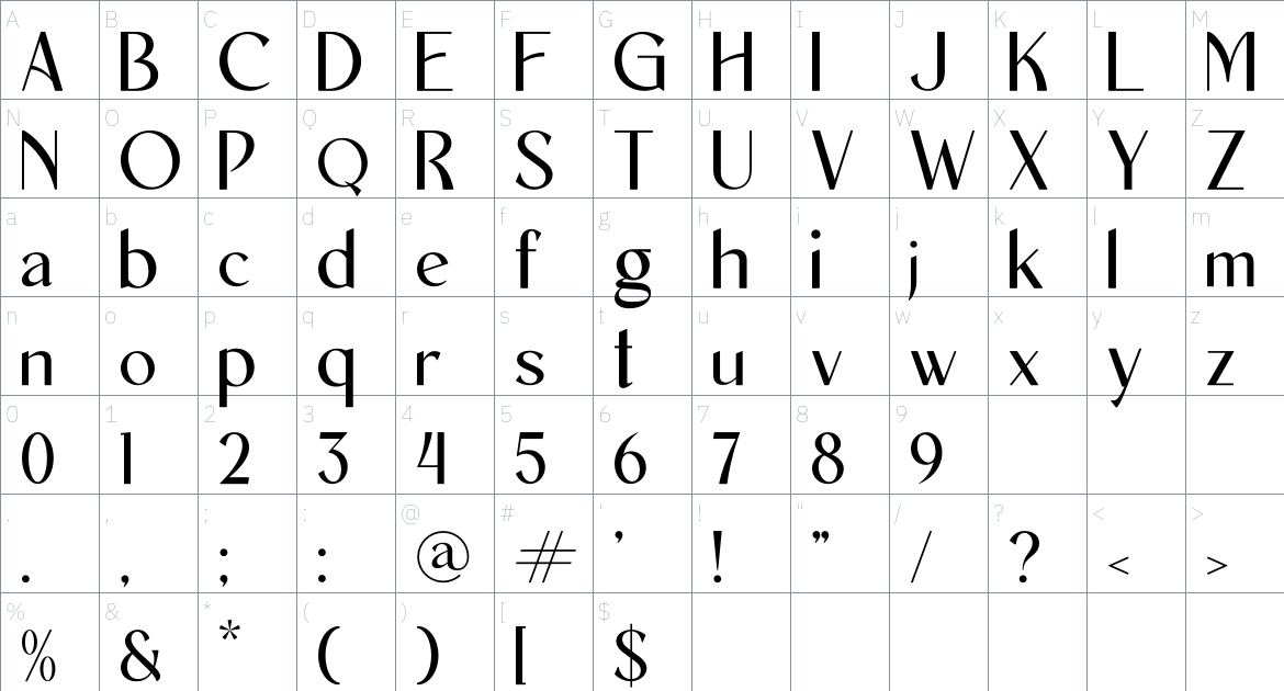 New Machiato font Character Map